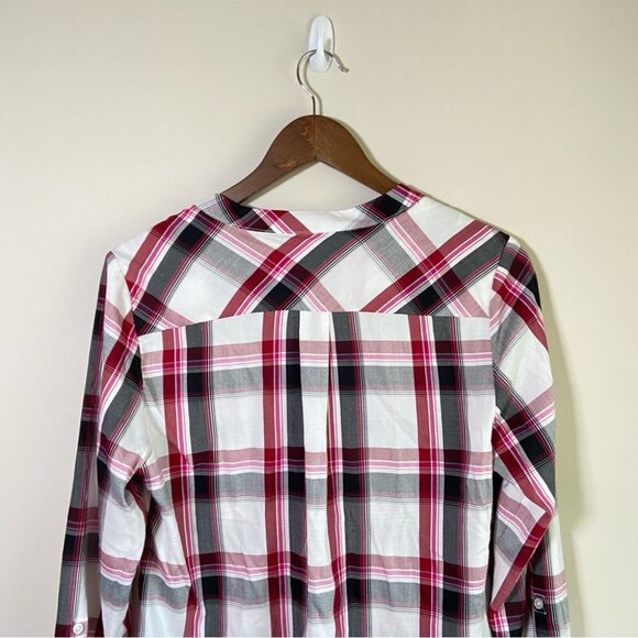 Weatherproof Vintage Faux Button Down Pull Over Pink White Plaid Medium - Picture 6 of 6